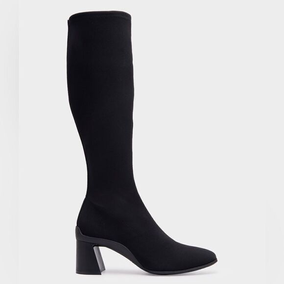 Aerosoles Stretch Knee High Sculpted Heel Boot Stretch Fabric, Black Sz 11 NWOT - Picture 1 of 14